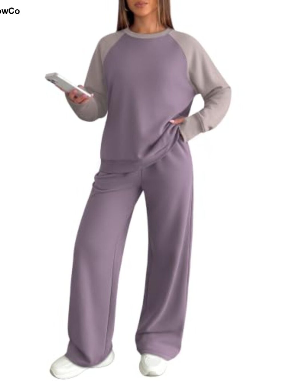 Women's 2 Piece Lounge Set Fleece Sweatsuit Raglan Colorblock